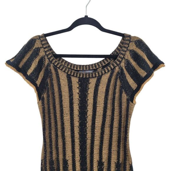 90's Chelsea & Theodore Sweater Gothic Grunge Short Flutter Tunic Brown Black M - Picture 6 of 11